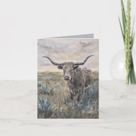 "Longhorn" handbemalt Karte