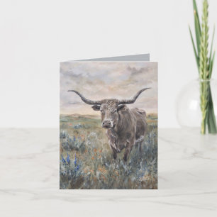 "Longhorn" handbemalt Karte