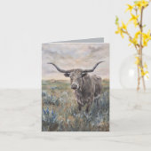 "Longhorn" handbemalt Karte (Gelbe Blume)