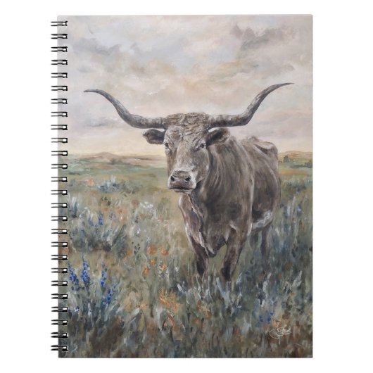 "Longhorn" handbemalt Notizblock (Vorderseite)