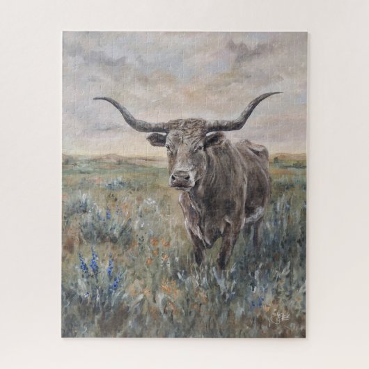 "Longhorn" handbemalt Puzzle (Vertikal)