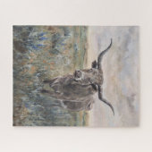 "Longhorn" handbemalt Puzzle (Horizontal)
