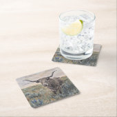 "Longhorn" handbemalt Rechteckiger Pappuntersetzer (Vor Ort)