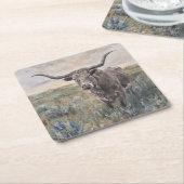 "Longhorn" handbemalt Rechteckiger Pappuntersetzer (angewinkelt)