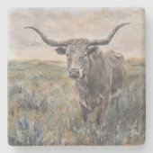 "Longhorn" handbemalt Steinuntersetzer (Vorderseite)