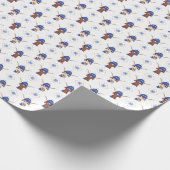 Longhorn im Lila Skihaftmuster und im Skischuhmust Geschenkpapier (Ecke)