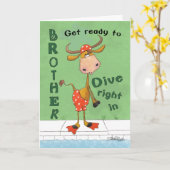 Longhorn Kuh Diver Geburtstag von Bruder Karte (Gelbe Blume)