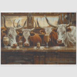 Longhorn Kühe am Western Dairy Bar Decoupage Seidenpapier