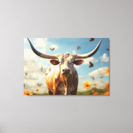 Longhorn Liebe Stretched Canvas Print Leinwanddruck