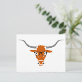 Longhorn mit Hipster-Brille Postkarte (Stehend Vorderseite)
