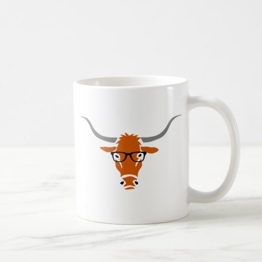 Longhorn mit Hipster-Gläsern Kaffeetasse (Rechts)