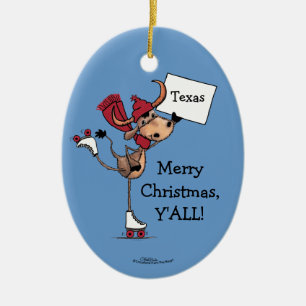 Longhorn Roller Skaten-Merry Christmas Y'all! Keramik Ornament
