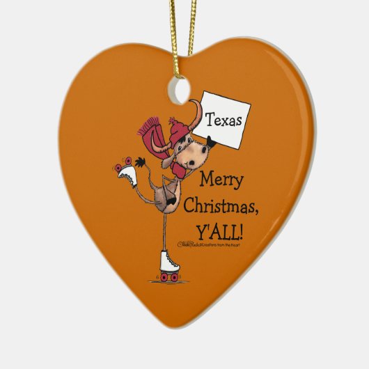 Longhorn Roller Skaten-Merry Christmas Y'all! Keramik Ornament (Links)