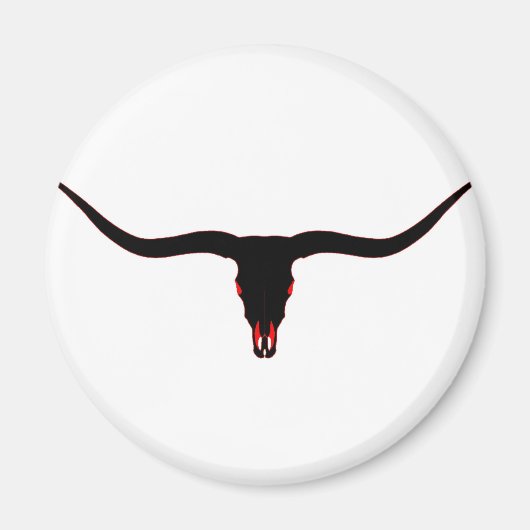 Longhorn Skull Black and Red Magnet (Vorne)