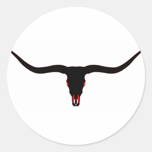 Longhorn Skull Black and Red Runder Aufkleber (Vorderseite)