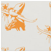 Longhorn Steer Head mit Cowboy-Hut I Stoff (Nahaufnahme)