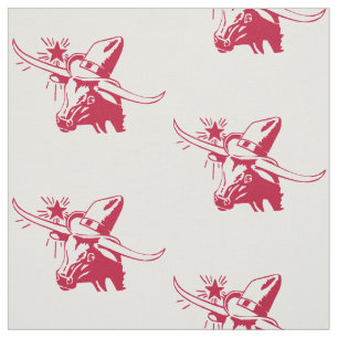 Longhorn Steer Head mit Cowboy Texas Red Stoff