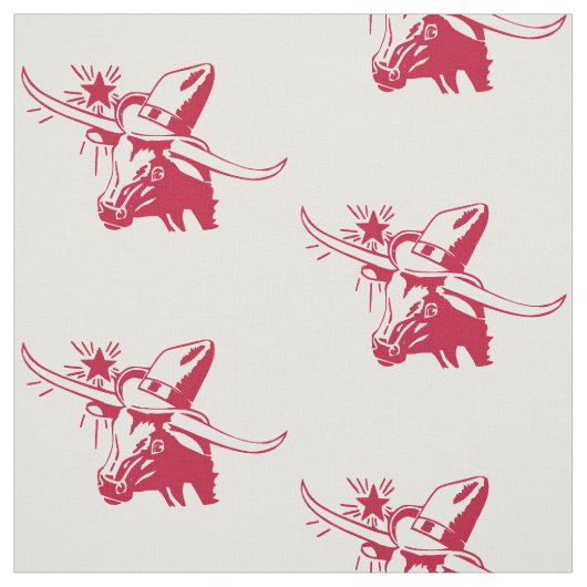 Longhorn Steer Head mit Cowboy Texas Red Stoff (Muster)