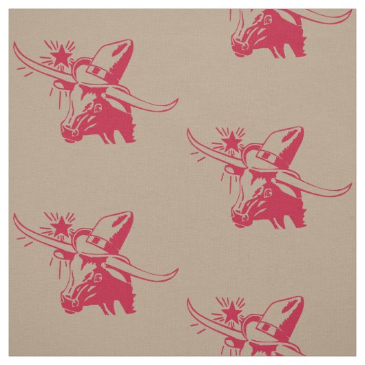 Longhorn Steer Head mit Cowboy Texas Red Stoff (Muster)