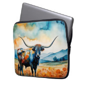 Longhorn Steer in a pasture Laptopschutzhülle (Vorderseite Links)