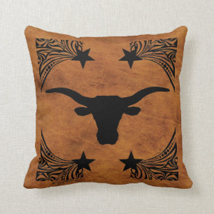 Longhorn Steer Silhouette Kissen