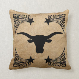 Longhorn Steer Silhouette Kissen