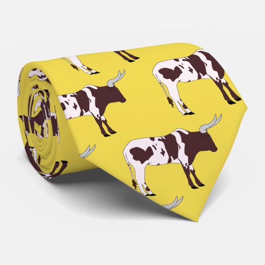 Longhorn Steer Team Mascot Football Necktie Krawatte (Gerollt)