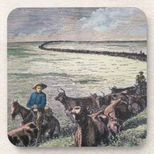 Longhorn-Vieh fährt von Texas nach Abilene, Kansa Untersetzer