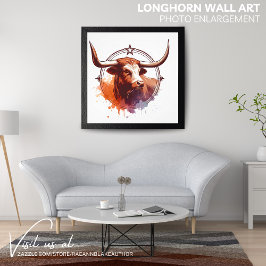 Longhorn-Wandkunst-Foto-Vergrößerung Fotodruck