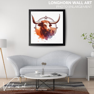 Longhorn-Wandkunst-Foto-Vergrößerung Fotodruck
