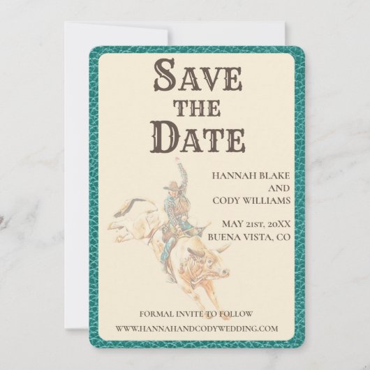 Longhorn Western Save the Date Karte (Vorderseite)