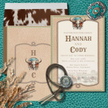 Longhorn Western Wrangler Wedding Invitation
