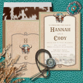 Longhorn Western Wrangler Wedding Invitation Einladung