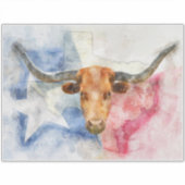 Longhornkuh mit Texas-Karte und Flaggenfarbe Aufkleber (Vorderseite)