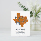 Longhorns Burnt Orange Wir haben uns bewegt - Texa Ankündigungspostkarte (Stehend Vorderseite)