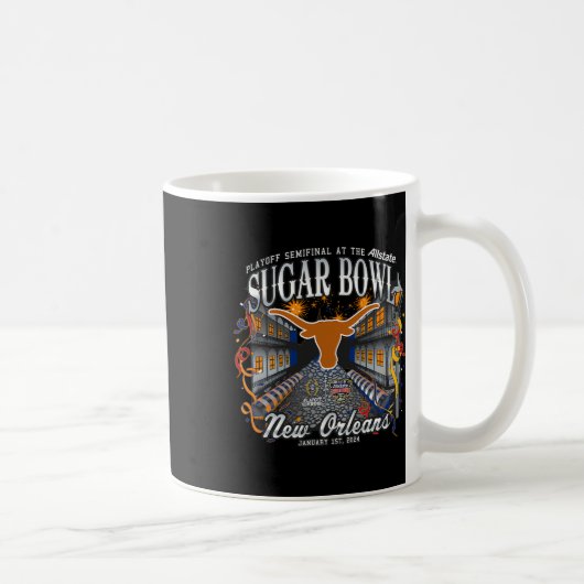 Longhorns Sugar Bowl 2024 Cfp Semi Football Nola Kaffeetasse (Rechts)