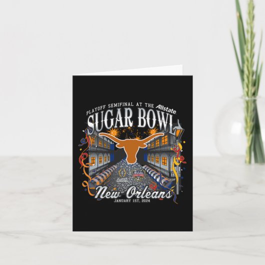 Longhorns Sugar Bowl 2024 Cfp Semi Football Nola Karte (Vorderseite)
