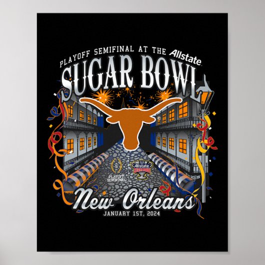 Longhorns Sugar Bowl 2024 Cfp Semi Football Nola Poster (Vorne)