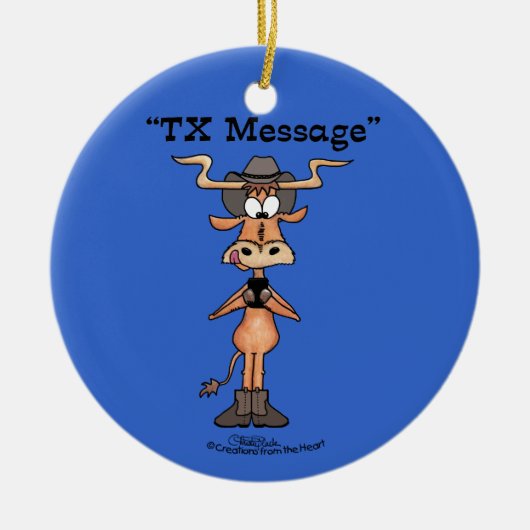 Longhorns TX-Botschaft zu Weihnachten Keramikornament (Vorne)