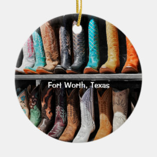 Longhorns und Stiefel, Texas-Keramik-Ornament Keramik Ornament