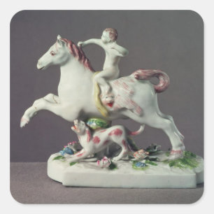 Longton Hall Figur Cupid Reiten Quadratischer Aufkleber