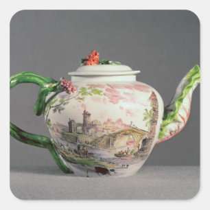 Longton Hall Teekanne, c.1755 Quadratischer Aufkleber