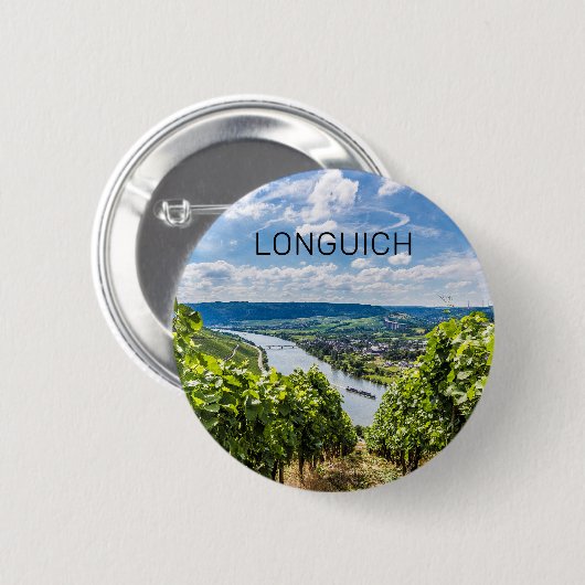Longuich Moselle Vineyard Panorama Deutschland Button (Vorne & Hinten)