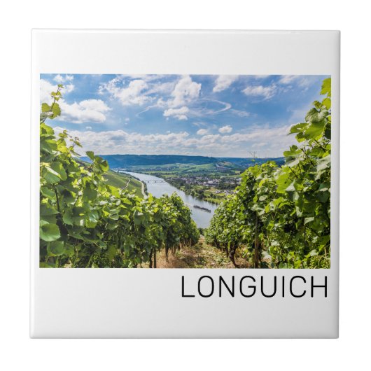 Longuich Moselle Vineyard Panorama Deutschland Fliese (Vorderseite)