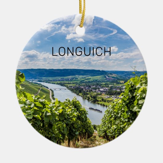 Longuich Moselle Vineyard Panorama Deutschland Keramik Ornament (Vorne)