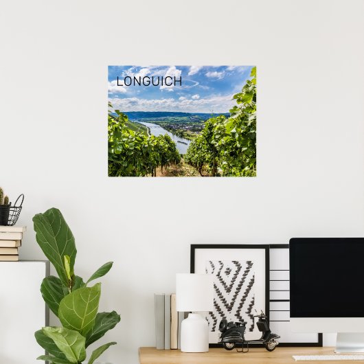 Longuich Moselle Vineyard Panorama Deutschland Poster (Heimbüro)
