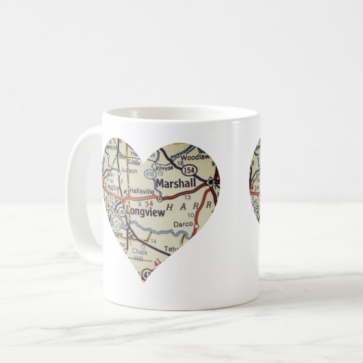 Longview TX Vintage Karte Kaffeetasse (Vorderseite Links)