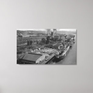 Longview, WA - Hafen-Ansicht von der Luft Leinwanddruck