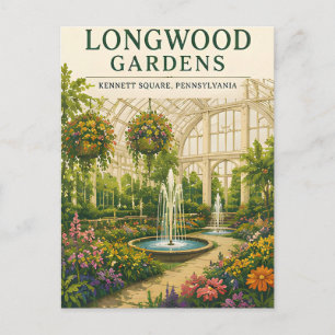 Longwood Gardens Springbrunnen- und Gewächshaus-Es Postkarte