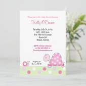 Lonnie's Pink Turtle Baby Dusche Einladung (Stehend Vorderseite)